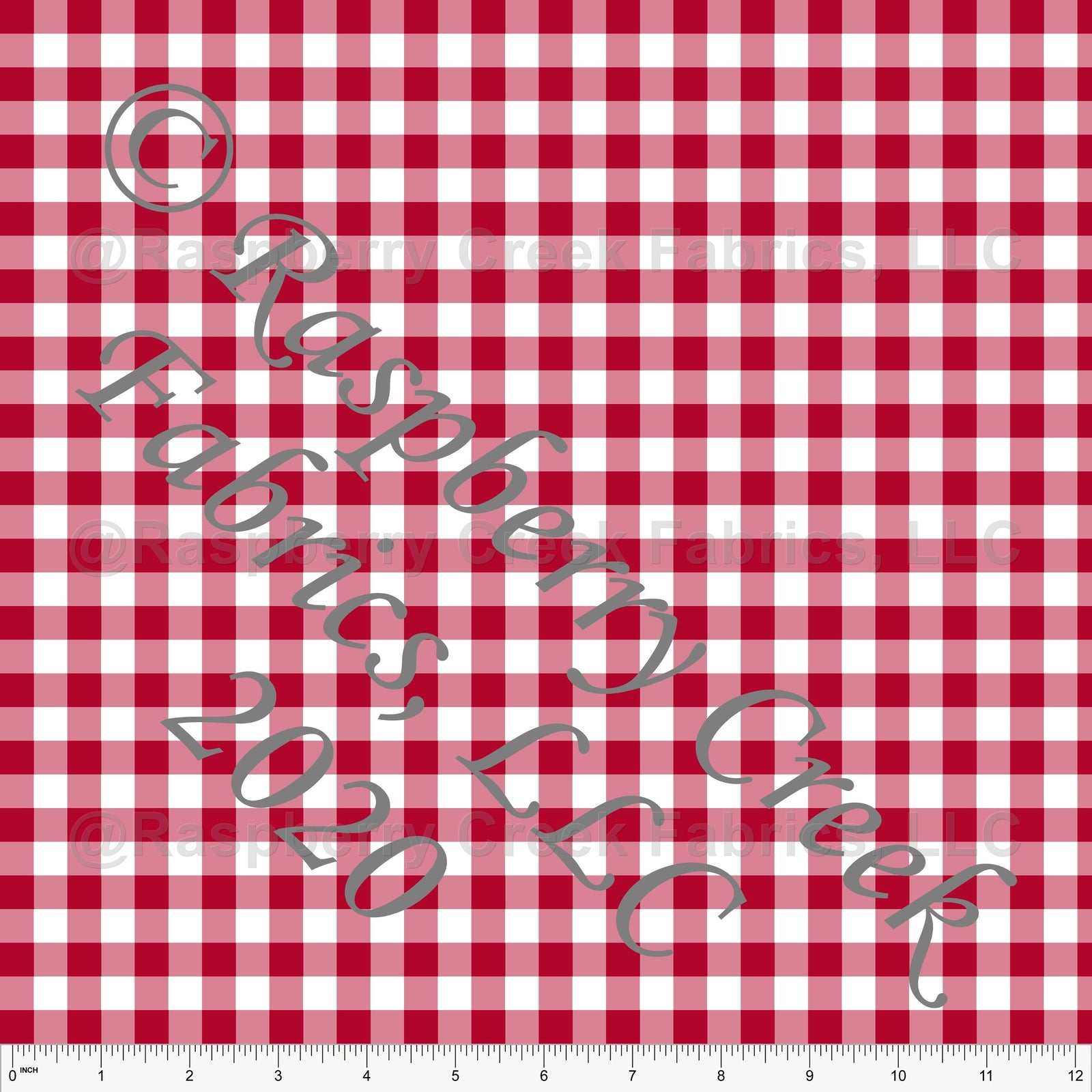 Red and White Check Gingham Print Fabric, Basics for CLUB Fabrics