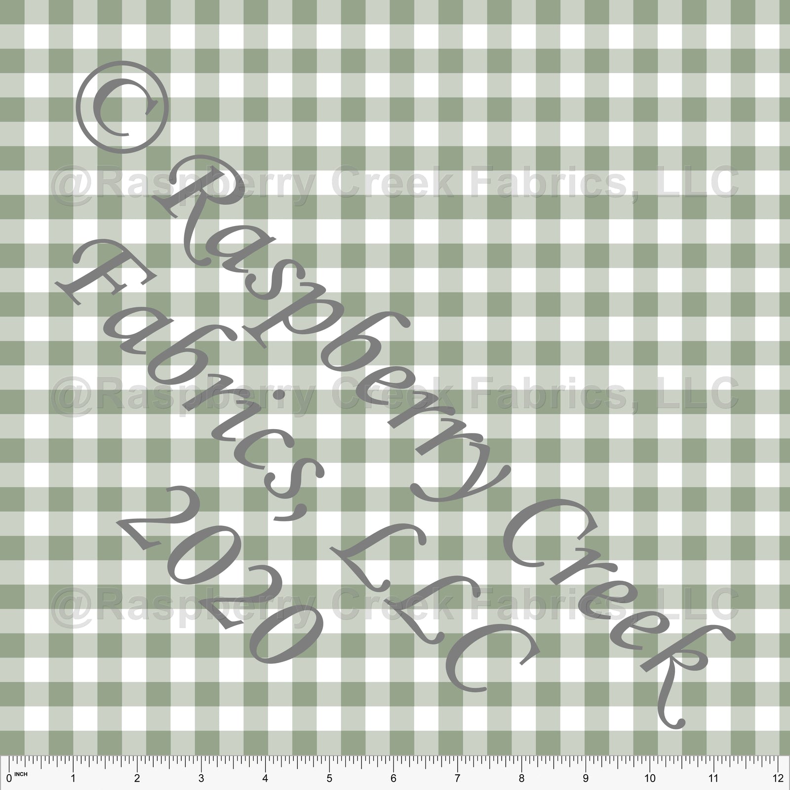 Sage Green and White Check Gingham, Basics for CLUB Fabrics Fabric, Raspberry Creek Fabrics, watermarked