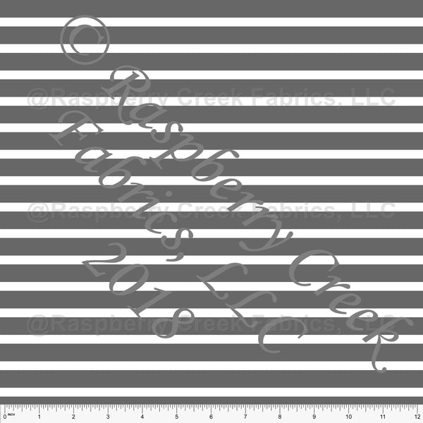 Medium Grey and White Stripe Print Fabric, Basics for CLUB Fabrics