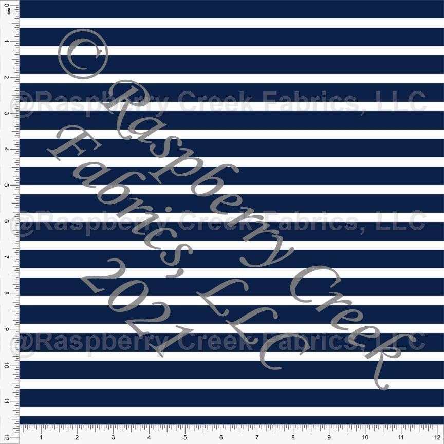 Navy and White Stripe Print Fabric, Basics for CLUB Fabrics