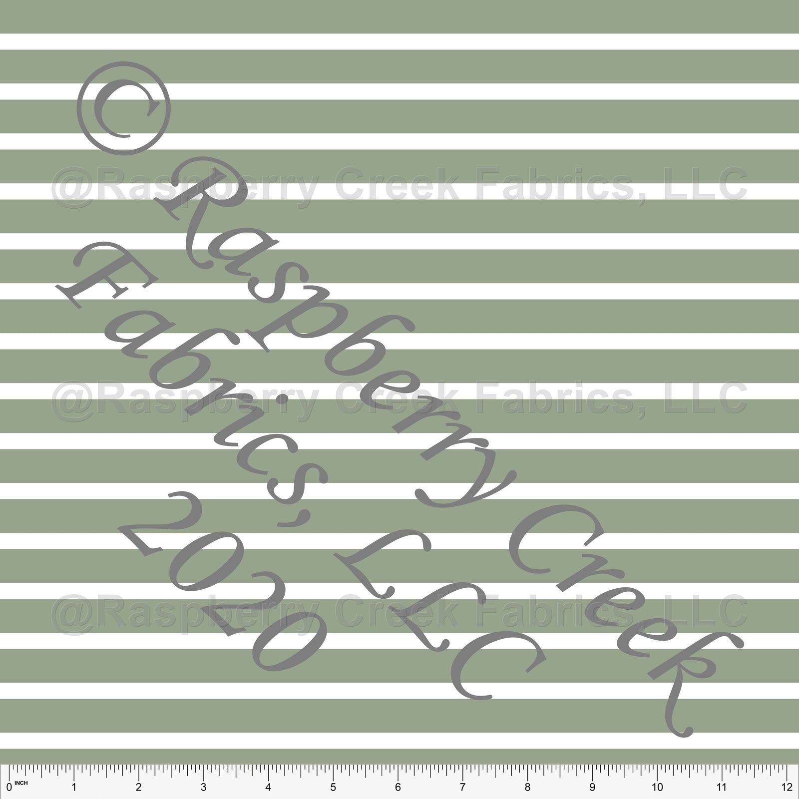 Sage Green and White Stripe Print Fabric, Basics for CLUB Fabrics