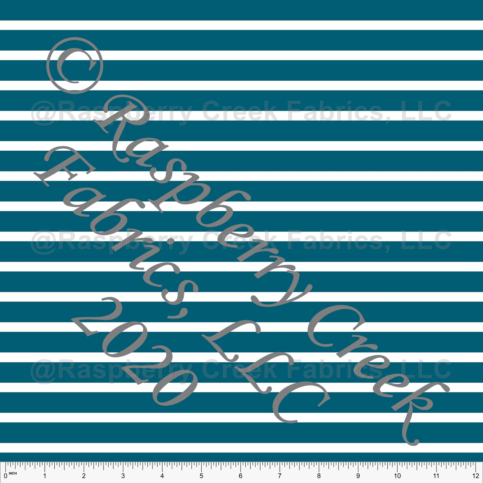 Teal and White Stripe Print Fabric, Basics for CLUB Fabrics