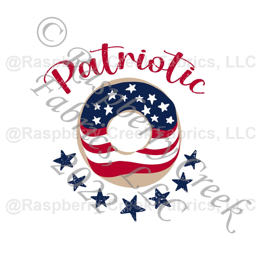 Red and Navy Donut Patriotic Panel, Americana by Brittney Laidlaw for Club Fabrics Fabric, Raspberry Creek Fabrics, watermarked