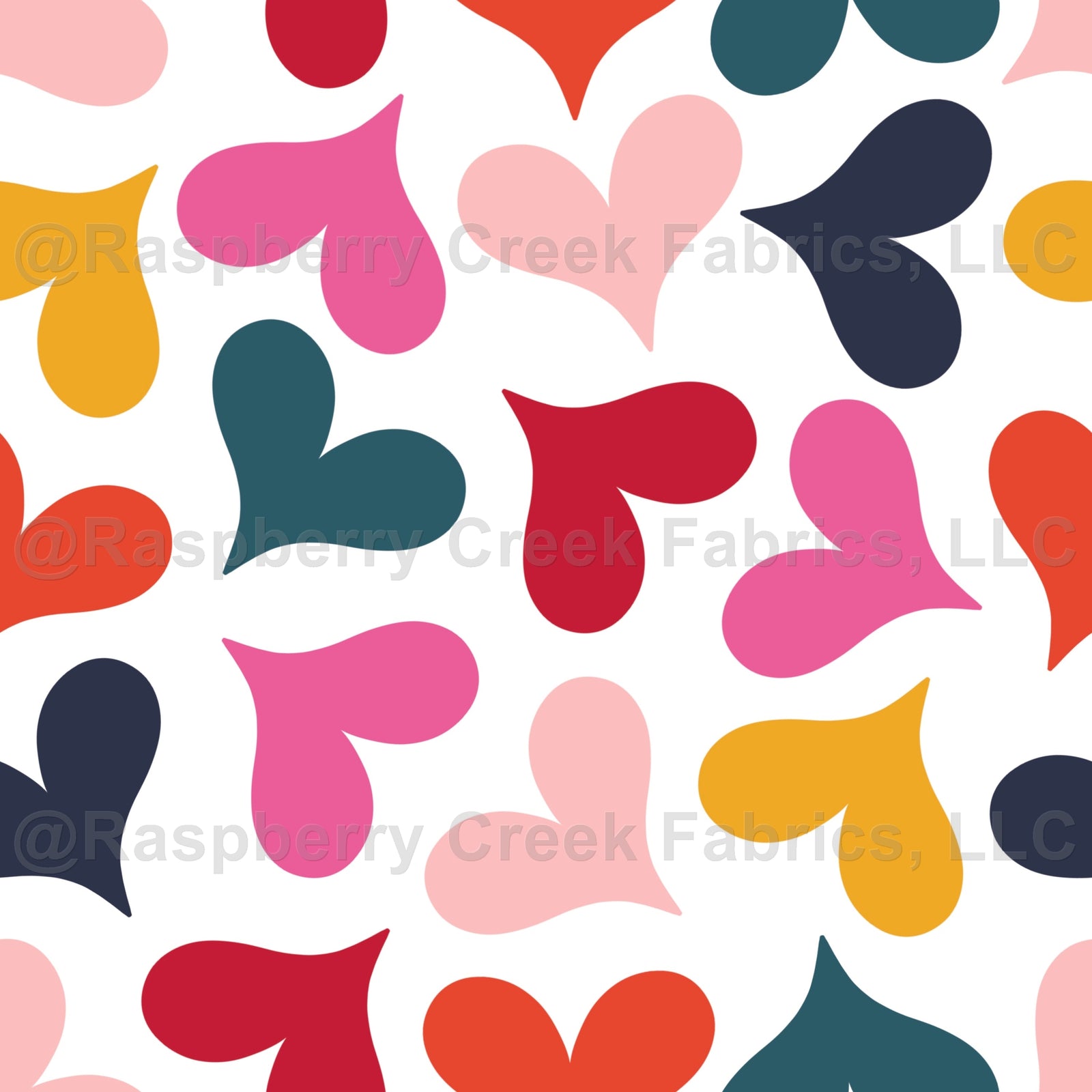 Bright Hearts on White Fabric and Wallpaper Print by Lisa Wornham Designs, Hearts Collection, Children’s clothing