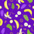 Gone Bananas - Banana leaves, bananas, banana slices, on vibrant purple background, pattern design by Annette Winter Image