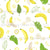 Gone Bananas - Bananas, banana slices, banana leaves on white background, pattern design by Annette Winter Image