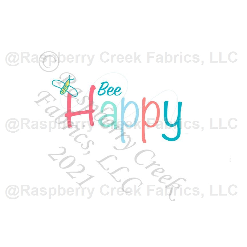 Salmon Mint Teal and Light Blue Bee Happy Panel, Summer Florals by Elise Peterson for Club Fabrics Fabric, Raspberry Creek Fabrics, watermarked