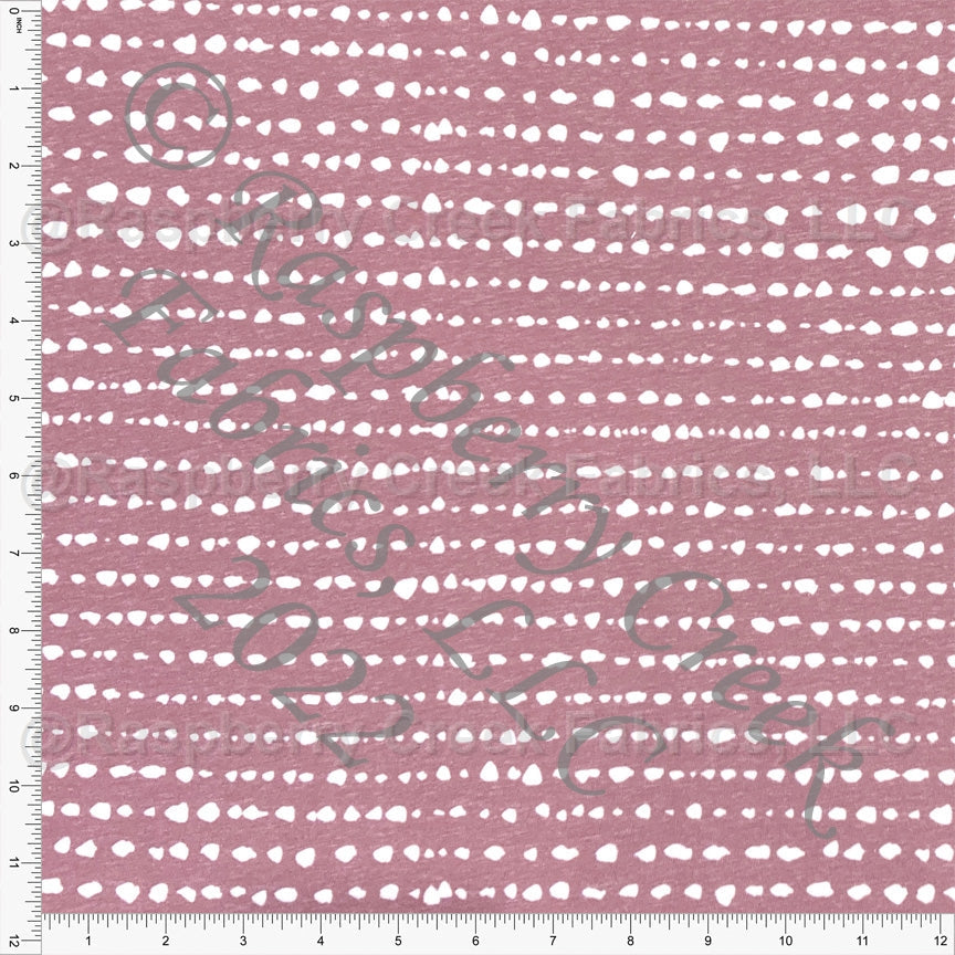 Berry and White Random Dot Stripe Tri-Blend Jersey Knit Fabric, By Brittney Laidlaw for CLUB Fabrics Fabric, Raspberry Creek Fabrics, watermarked