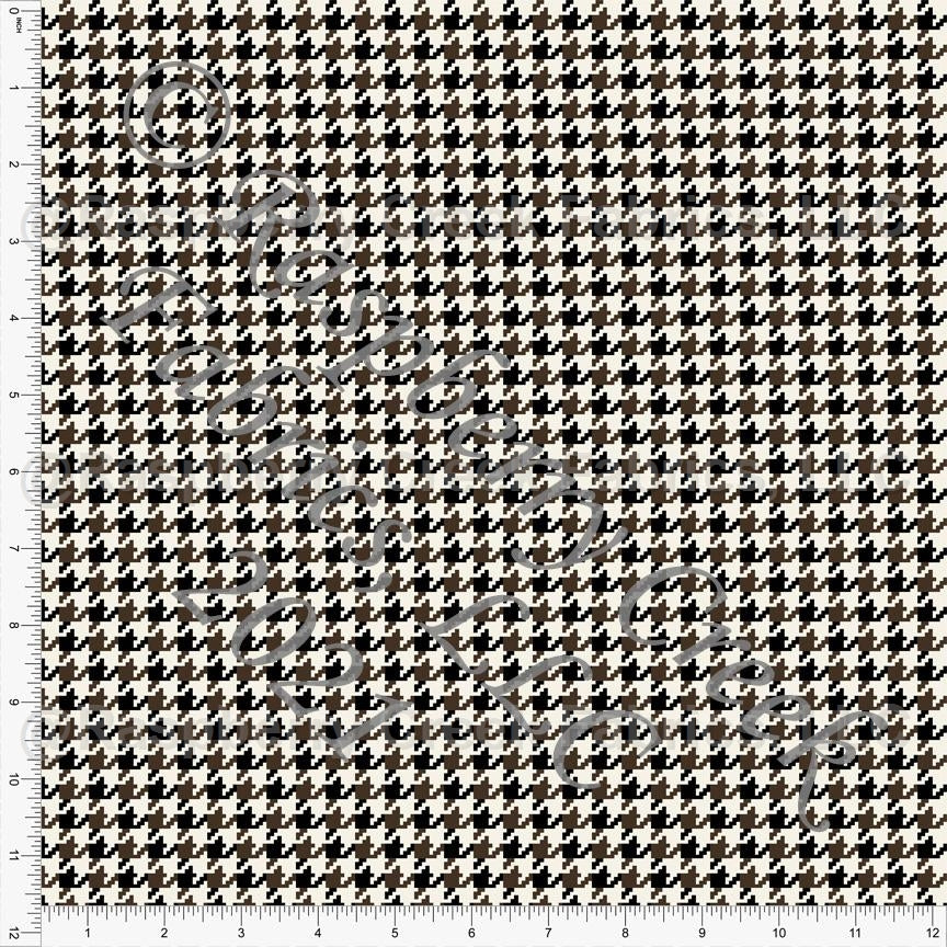 Black Brown and Cream Houndstooth Print Ponte De Roma Knit Fabric, CLUB Fabrics Fabric, Raspberry Creek Fabrics, watermarked
