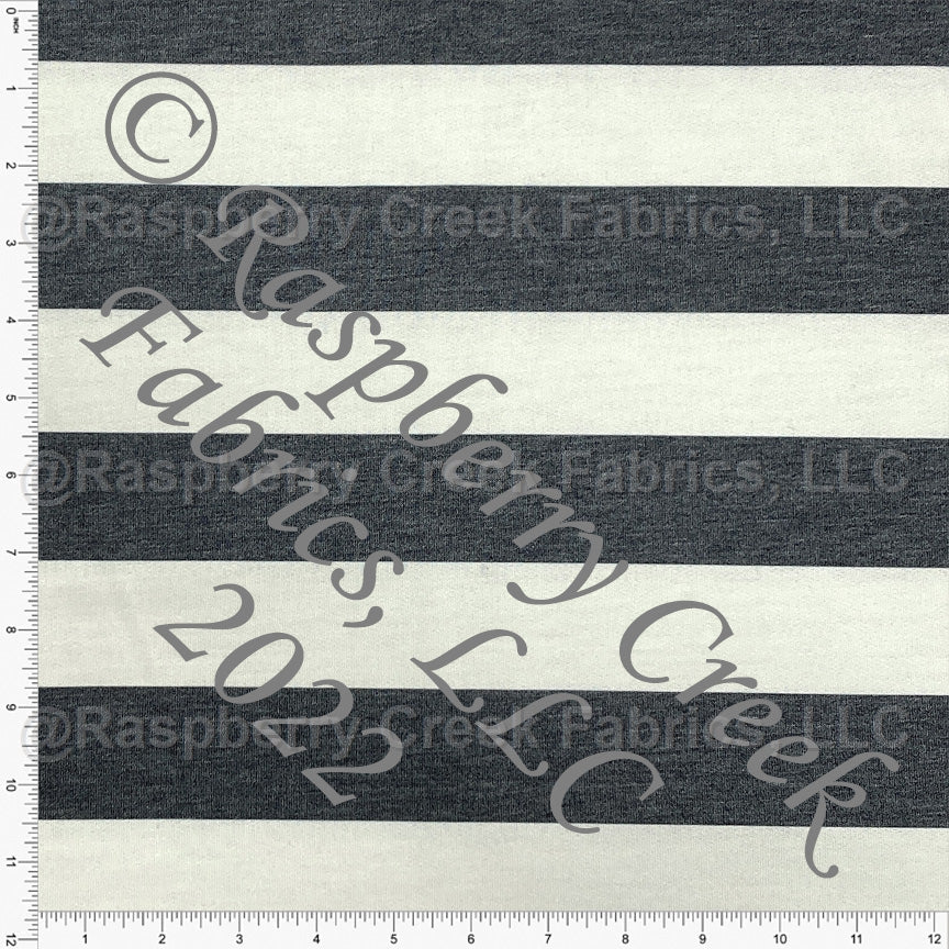 Charcoal and Cream Rugby Stripe Heathered FLEECE Sweatshirt Knit Fabric, CLUB Fabrics Fabric, Raspberry Creek Fabrics, watermarked