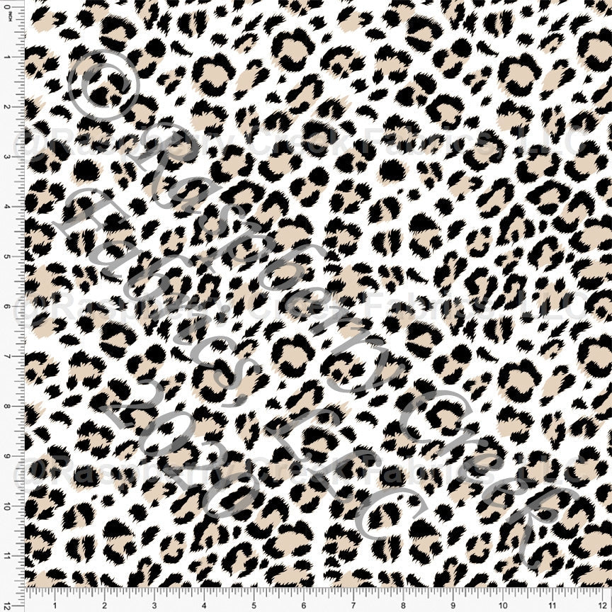 Black and Tan Khaki Leopard Animal Print Ponte De Roma Knit Fabric, CLUB  Fabrics