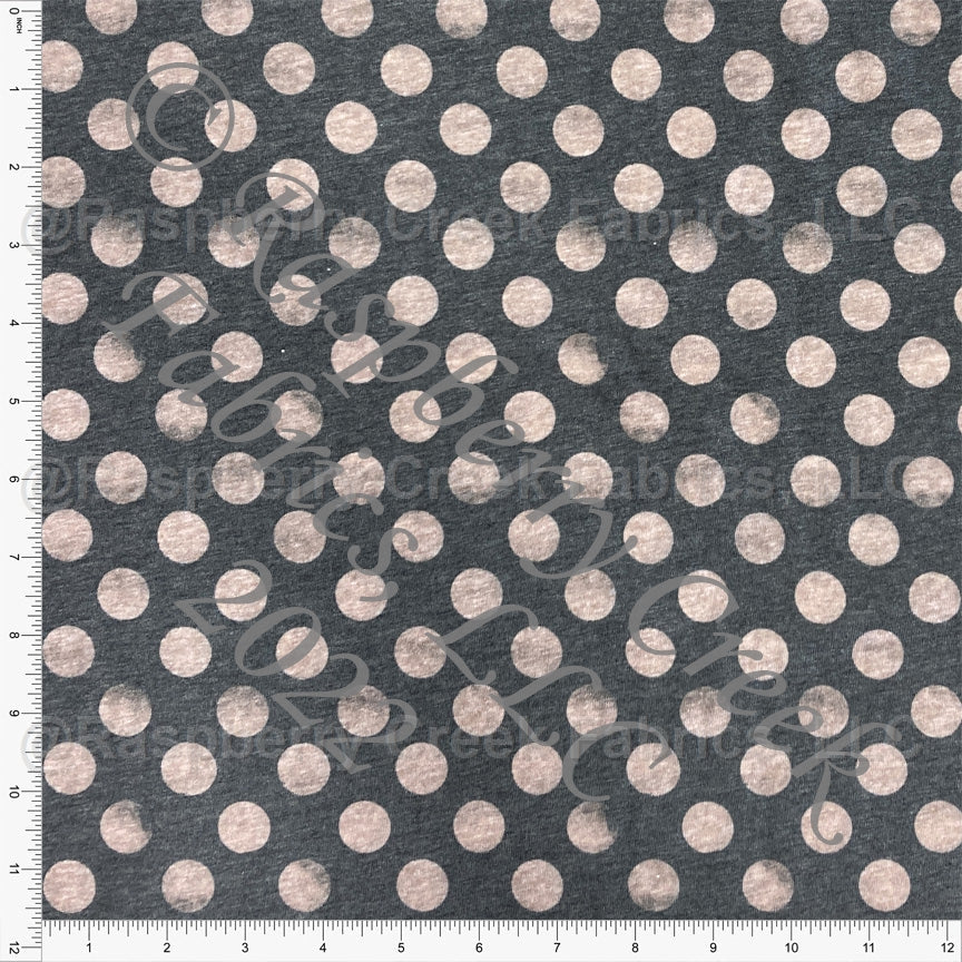 Charcoal and Tan Bleach Polka Dot Tri-Blend Jersey Knit Fabric, Bleach Magic by Bri Powell for CLUB Fabrics