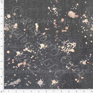 Charcoal and Tan Bleach Splatter Spot Tri-Blend Jersey Knit Fabric, Bleach Magic by Bri Powell for CLUB Fabrics Fabric, Raspberry Creek Fabrics, watermarked