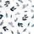 Black and Bleume Leaves - Gray on White Image