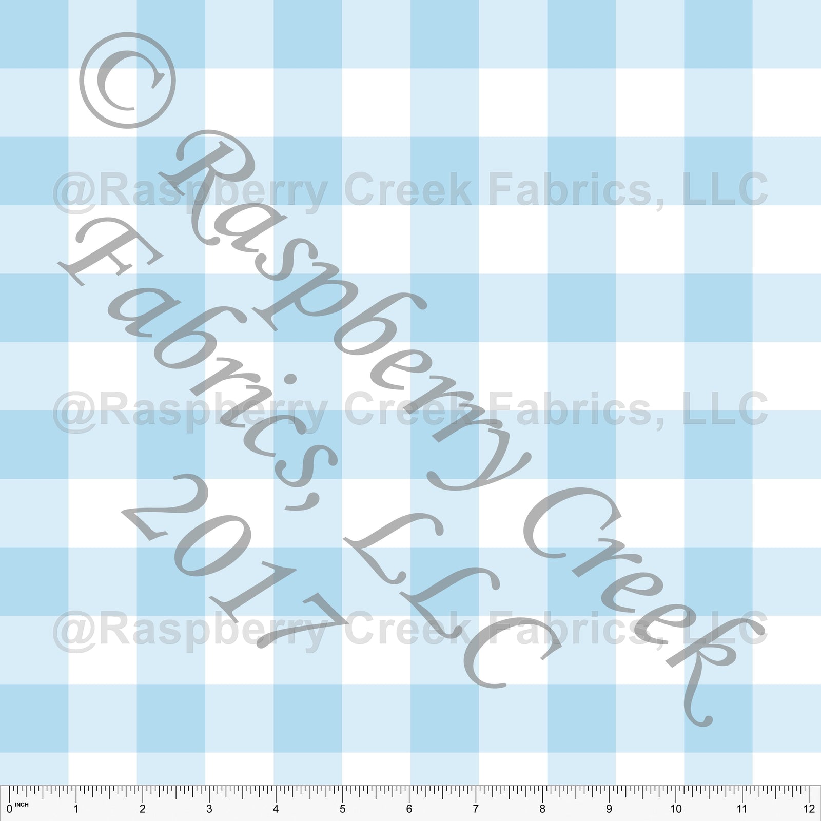 Light Blue and White Buffalo Check Gingham Print, Cotton Basics for Club Fabrics Fabric, Raspberry Creek Fabrics, watermarked