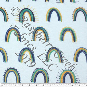 Light Blue Teal Navy Mustard and Seafoam Heart Rainbow Minky Cuddle Fabric, By Kimberly Henrie for CLUB Fabrics Fabric, Raspberry Creek Fabrics
