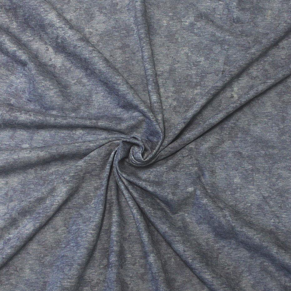Tonal Blue Heathered Abstract Tie Dye Look Tri-Blend Jersey Knit Fabric, By Emily Ferguson for CLUB Fabrics Fabric, Raspberry Creek Fabrics