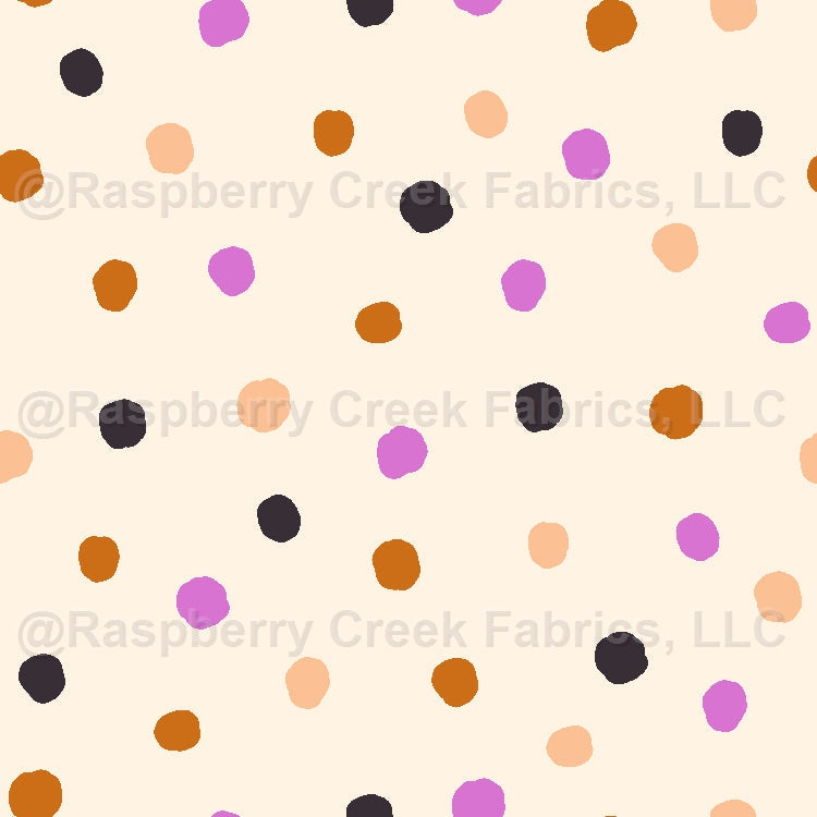 Booojee Dot Multi Cream Fabric, Raspberry Creek Fabrics, watermarked