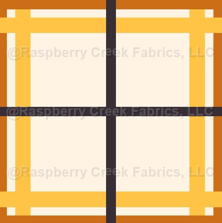 Booojee Plaid Orange and Cream Fabric, Raspberry Creek Fabrics, watermarked