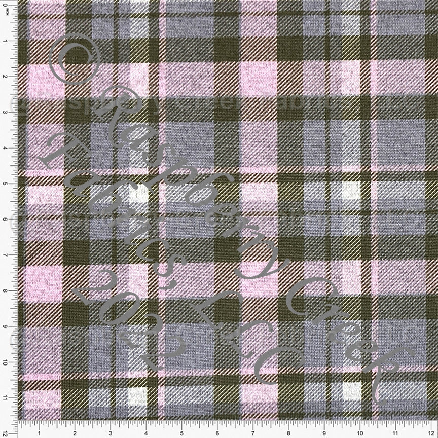 Bright Pink Olive Green and Grey Plaid Brushed Heathered Hacci Sweater Knit Fabric, CLUB Fabrics Fabric, Raspberry Creek Fabrics, watermarked