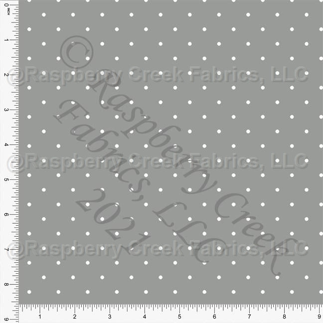 Light Grey and White Pin Polka Dot Print, Cotton Basics for Club Fabrics Fabric, Raspberry Creek Fabrics, watermarked