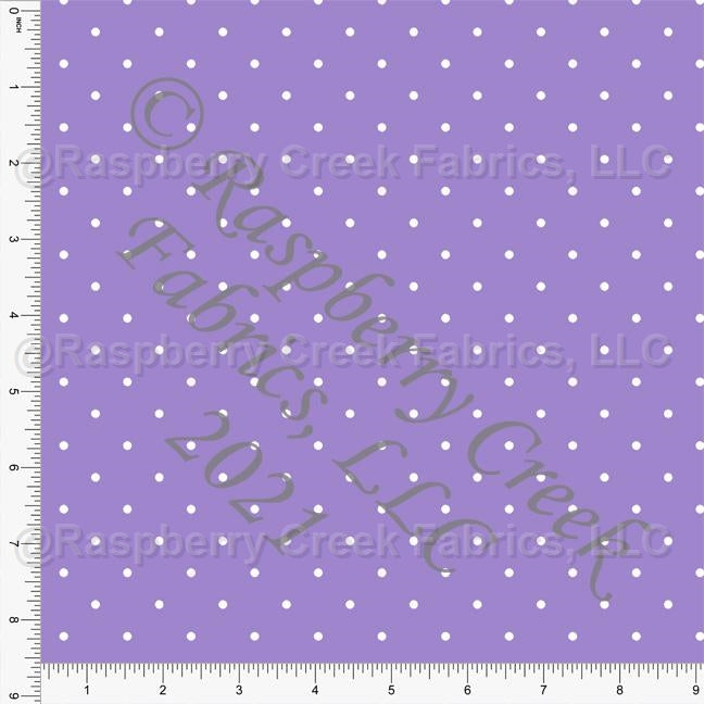 Lilac and White Pin Polka Dot Print, Cotton Basics for Club Fabrics Fabric, Raspberry Creek Fabrics, watermarked