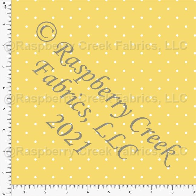 Yellow and White Pin Polka Dot Print, Cotton Basics for Club Fabrics Fabric, Raspberry Creek Fabrics, watermarked
