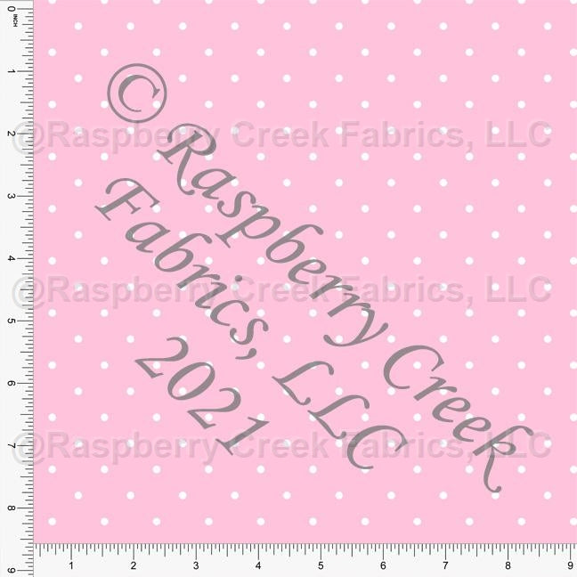 Pink and White Pin Polka Dot Print, Cotton Basics for Club Fabrics Fabric, Raspberry Creek Fabrics, watermarked
