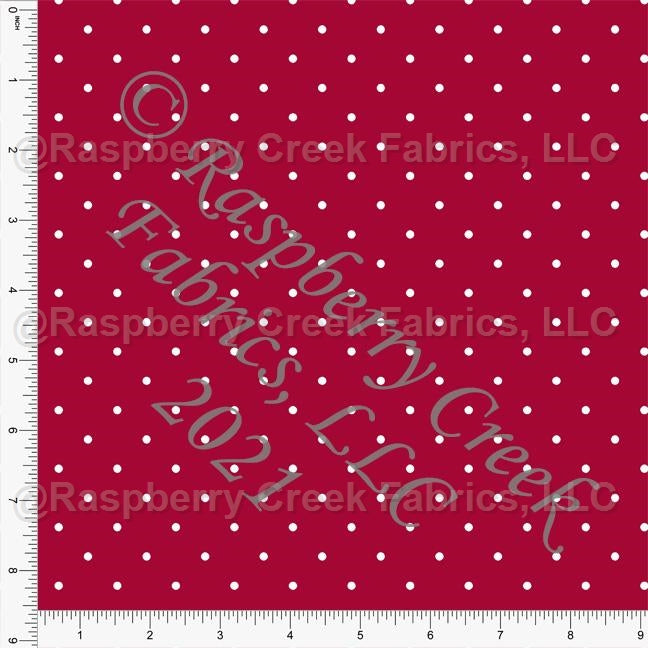 Red and White Pin Polka Dot Print, Cotton Basics for Club Fabrics Fabric, Raspberry Creek Fabrics, watermarked