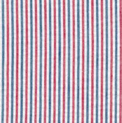 Red White and Navy Blue Pin Stripe Seersucker, Robert Kaufman Seersucker Collection Fabric, Raspberry Creek Fabrics, watermarked, restored