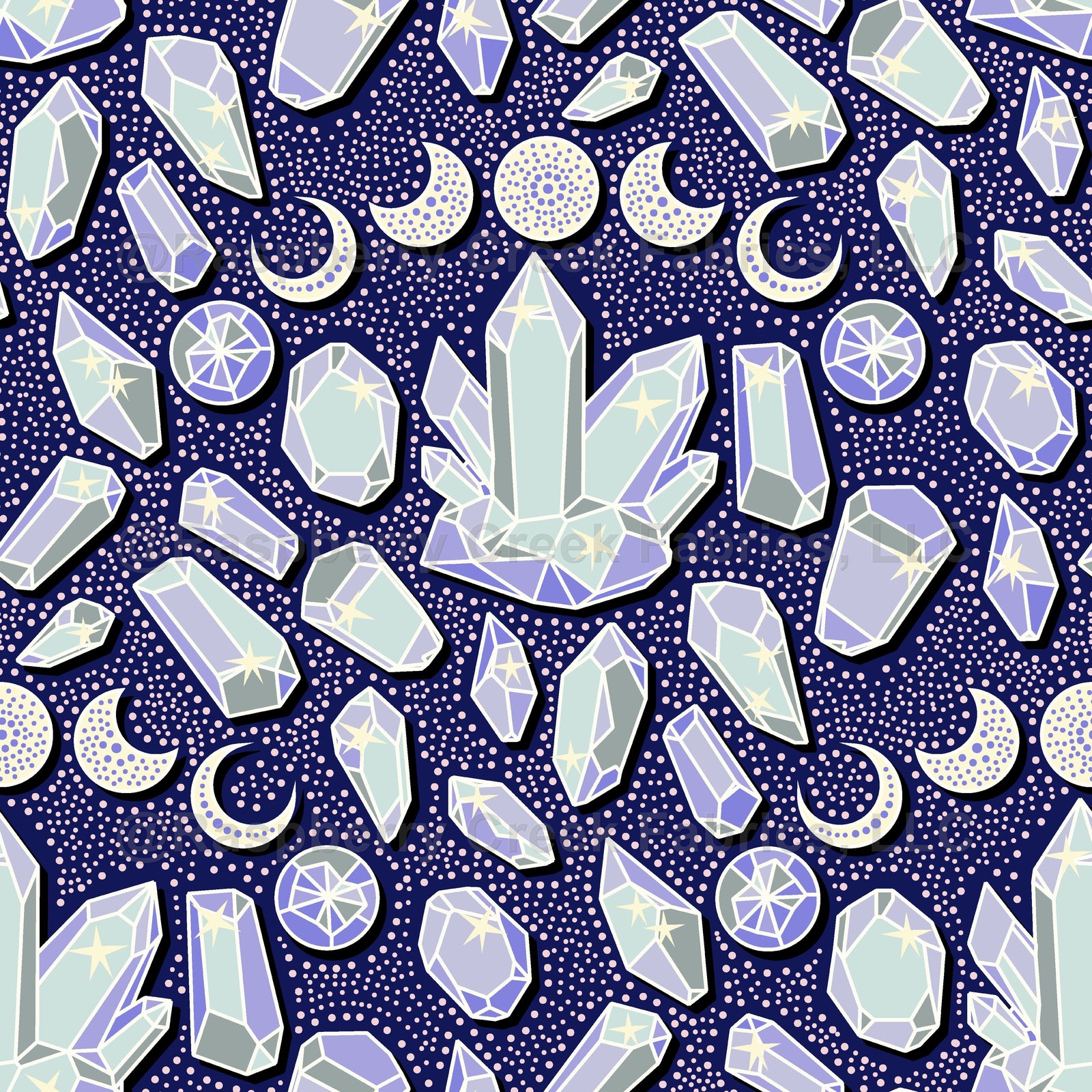 Magical crystals on dark violet background