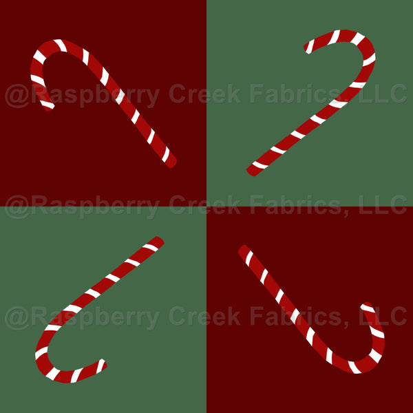 Holiday checks with Candy Canes - Raspberry Creek Fabrics