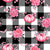 Halloween Pumpkins, Bats and Pink Florals on Black Gingham (Pastel Halloween Collection) Image