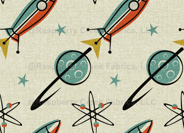 Color Block Atomic Rockets Diagonal with Moons Stars and Atoms ©studio ...