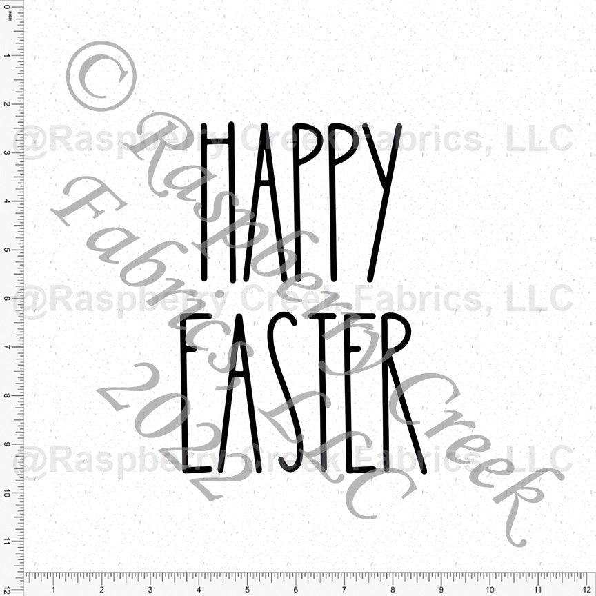 Black and White Textured Happy Easter Panel, Cottage Core by Bri Powell for CLUB Fabrics Fabric, Raspberry Creek Fabrics, watermarked