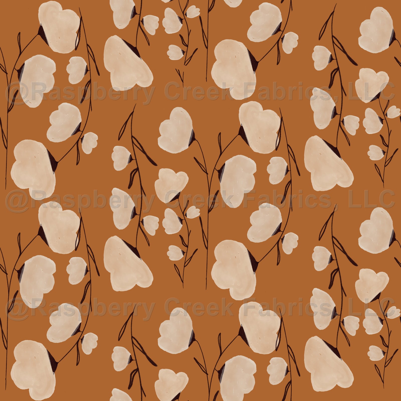 Cotton Flower Coffee , Raspberry Creek Fabrics, watermarked