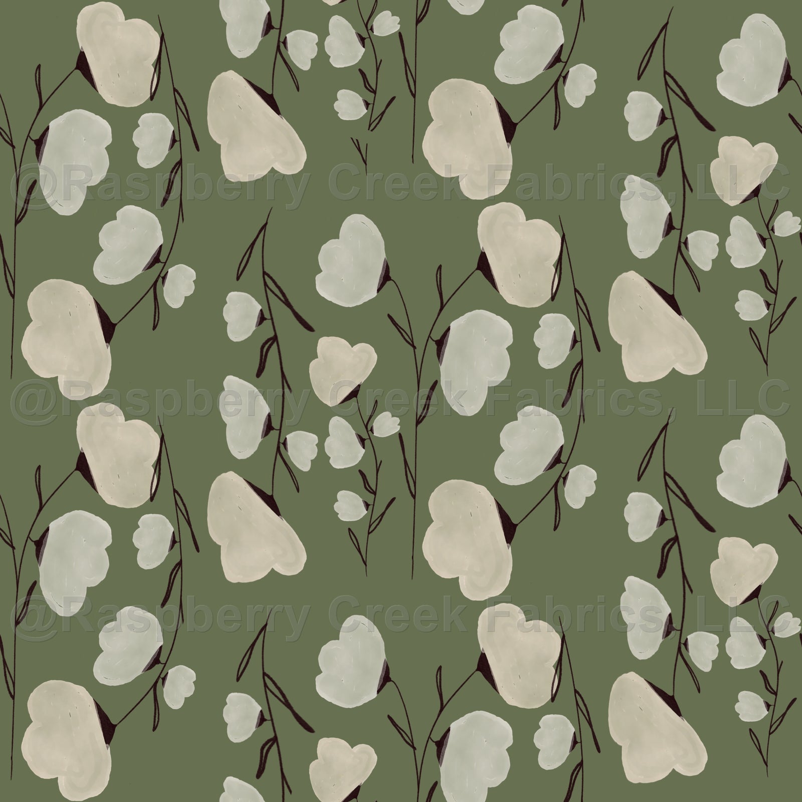 Cotton Flower Dimgray , Raspberry Creek Fabrics, watermarked