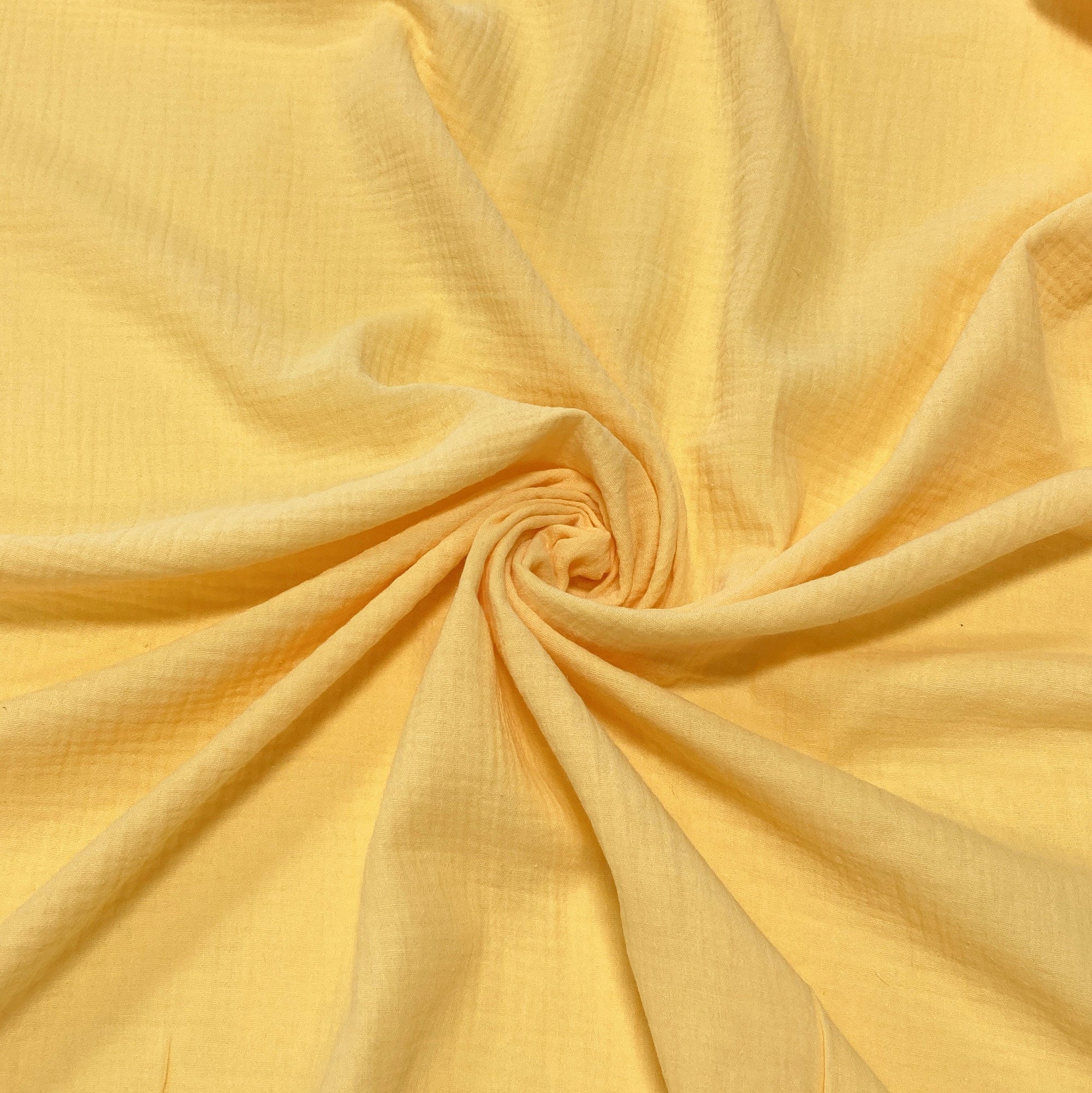 Daffodil Yellow Woven Cotton Light Weight Double Gauze Fabric Fabric, Raspberry Creek Fabrics, watermarked, restored