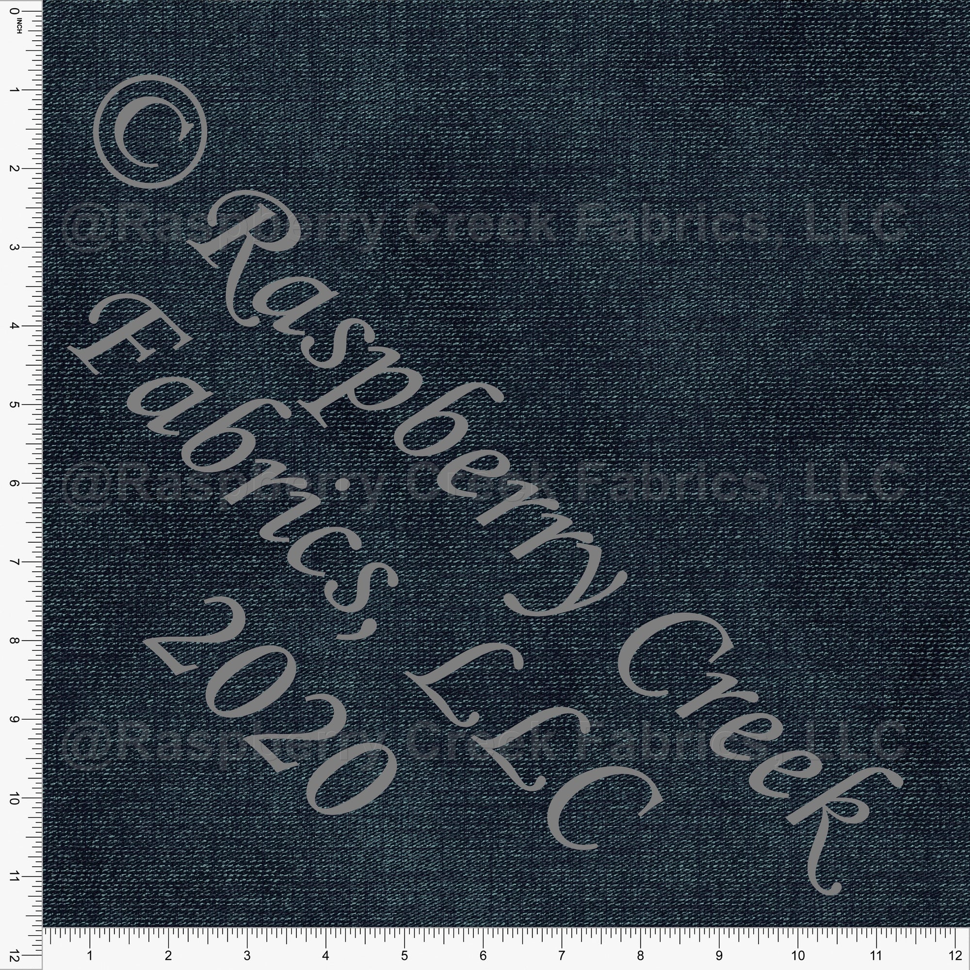 Deep Indigo Blue Faux Denim Print Ponte De Roma Knit Fabric, By Tonya Knowlden for CLUB Fabrics Fabric, Raspberry Creek Fabrics, watermarked