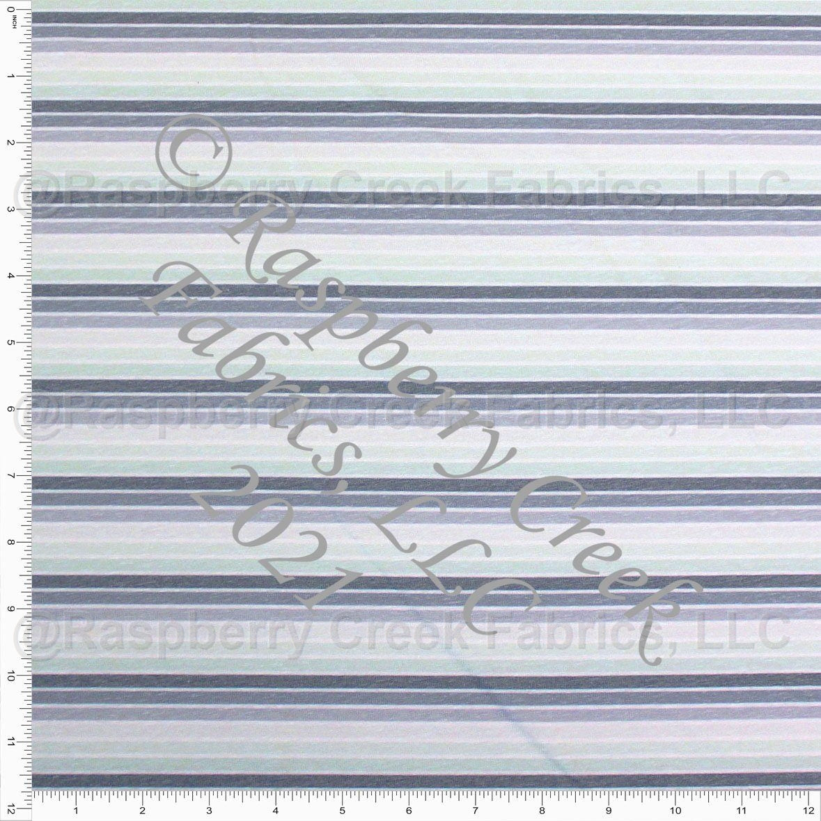 Denim Blue and Mint Heathered Ombre Multi Stripe Tri-Blend Jersey Knit Fabric, CLUB Fabrics