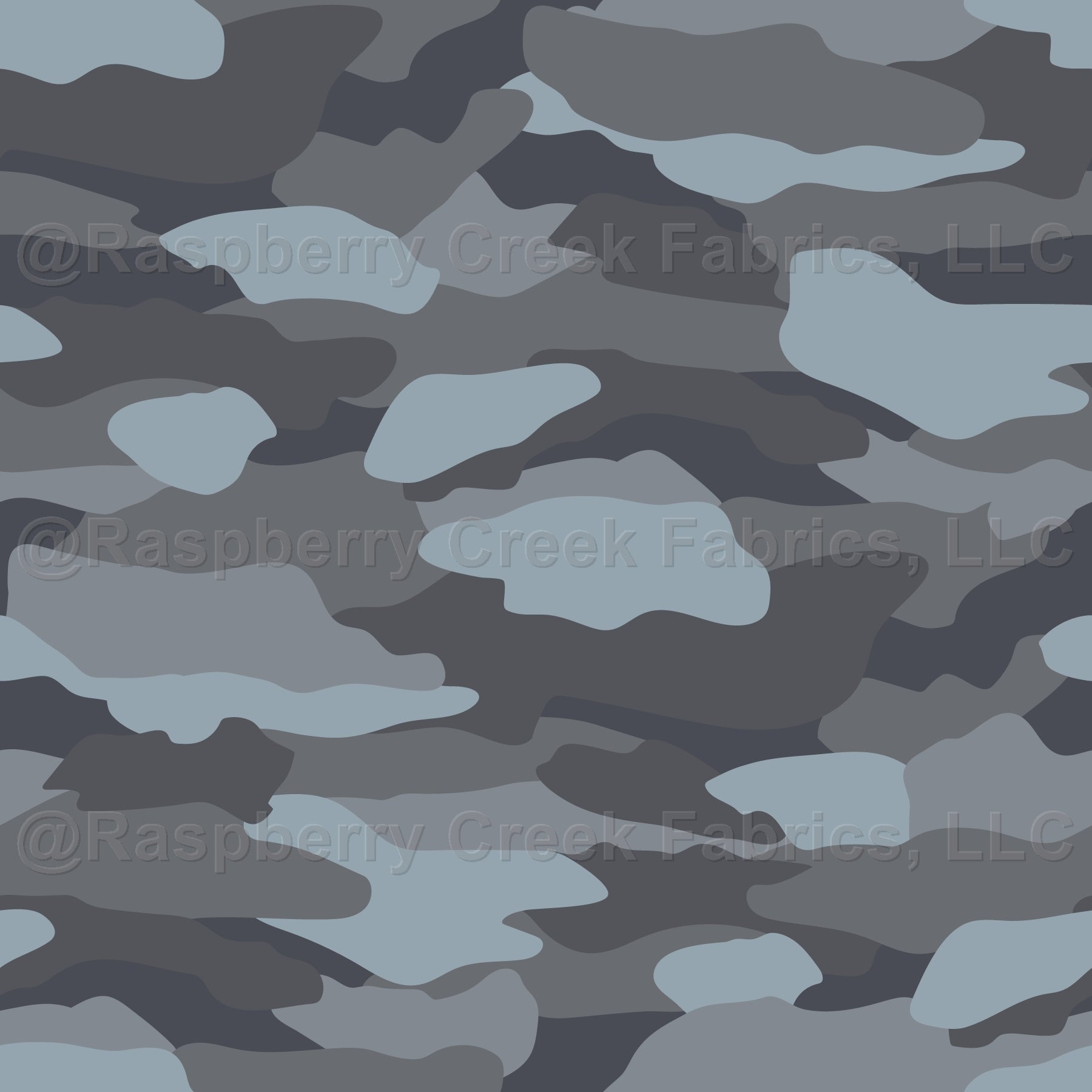 Urban Blue and Grey Camouflage Fabric, Raspberry Creek Fabrics