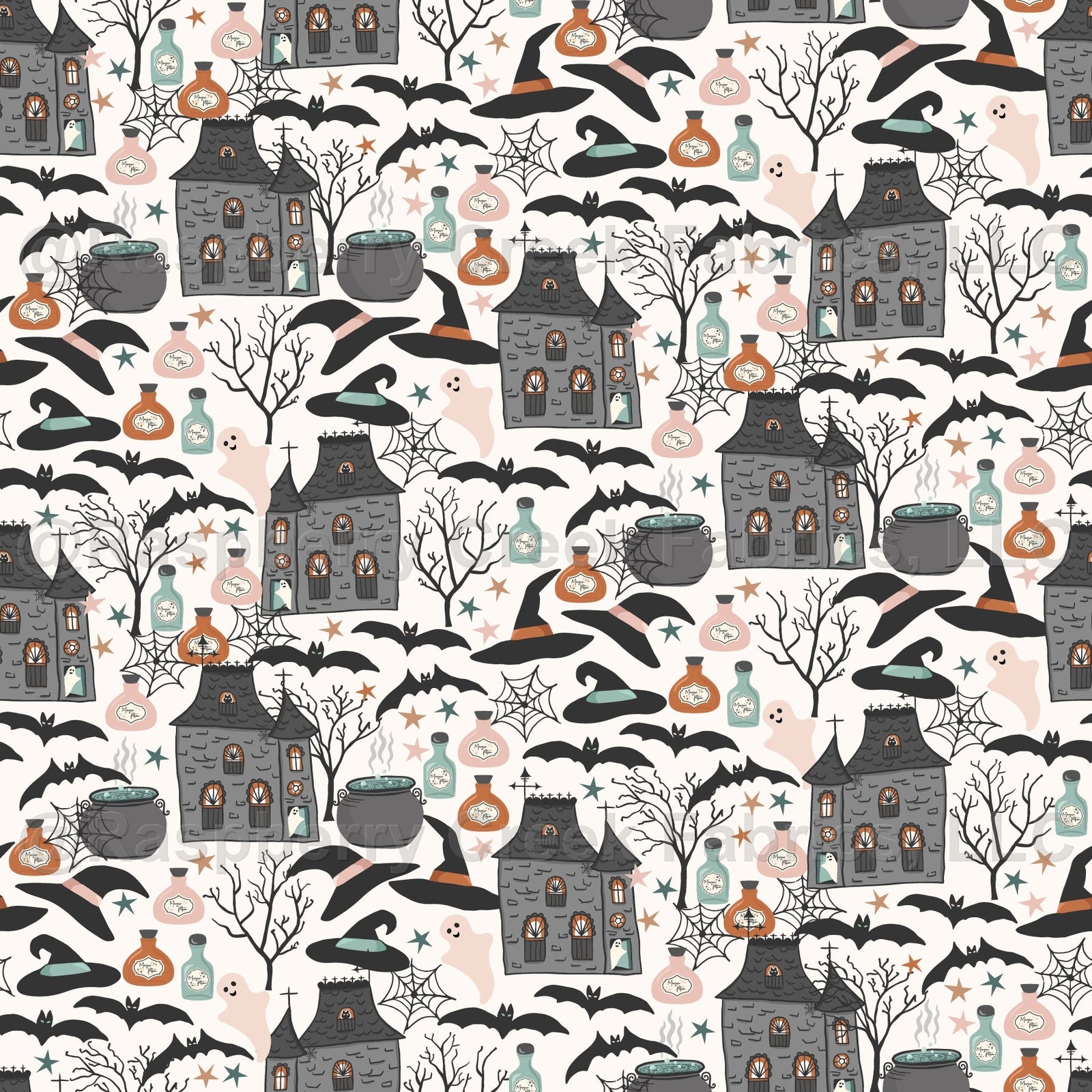 Halloween Fun Fabric, Raspberry Creek Fabrics, watermarked
