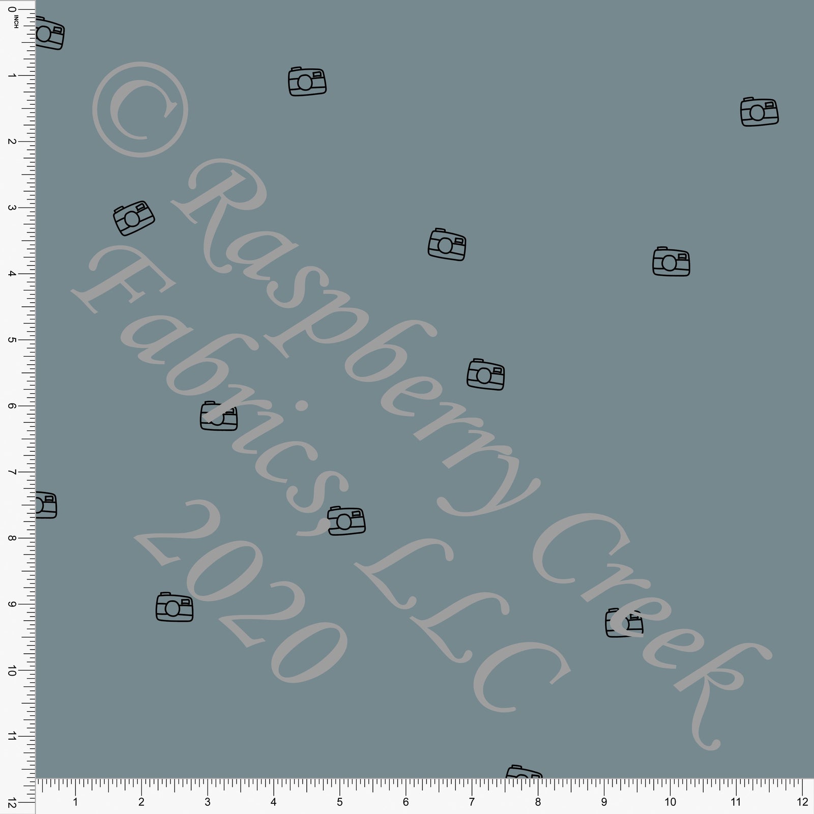 Dusty Blue Minimal Camera Heathered FLEECE Sweatshirt Knit Fabric, By Bri Powell for CLUB Fabrics Fabric, Raspberry Creek Fabrics, watermarked