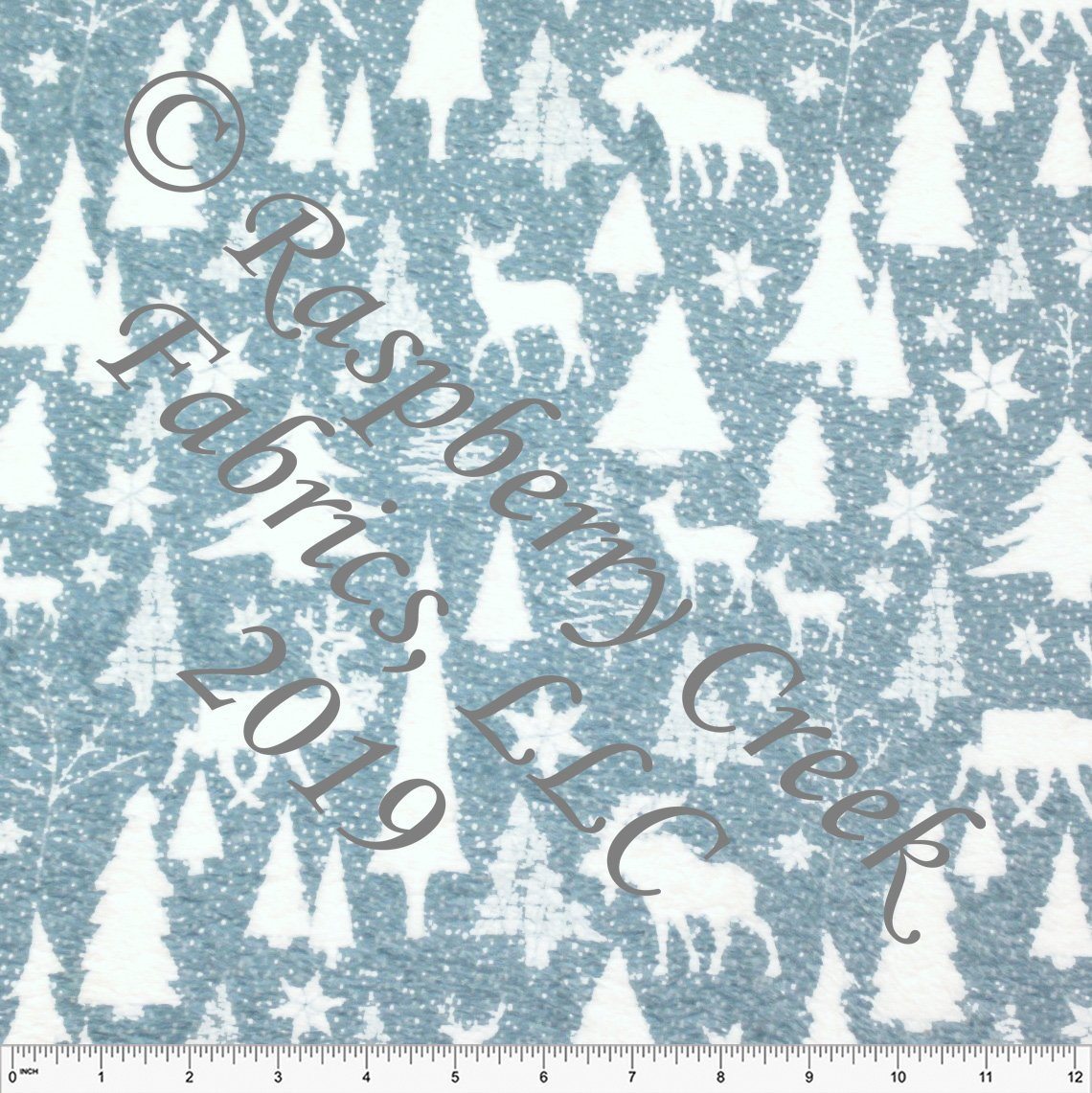 Dusty Blue and White Winter Wonderland Minky Cuddle Fabric, By Elise Peterson for CLUB Fabrics Fabric, Raspberry Creek Fabrics