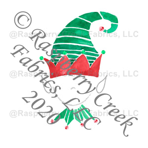 Kelly Green and Red Elf Panel, Ho Ho Ho by Elise Peterson for Club Fabrics Fabric, Raspberry Creek Fabrics, watermarked