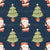 Jolly Christmas Santas and Trees on Navy Image