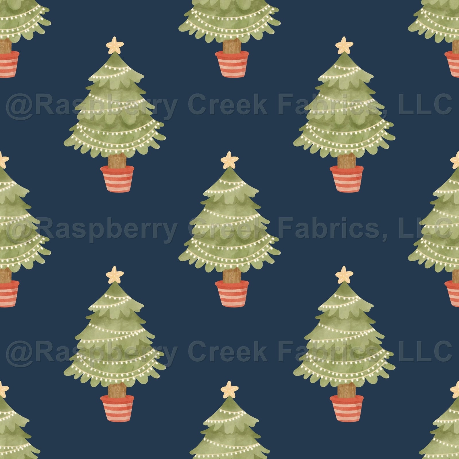Jolly Christmas Collection Holiday Trees on Navy