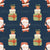 Jolly Christmas Collection Red Santas and Gifts on Navy Image