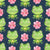 Friendly Frogs and Pink Flowers on Navy Image