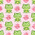 Friendly Frogs and Flowers on Pink Image